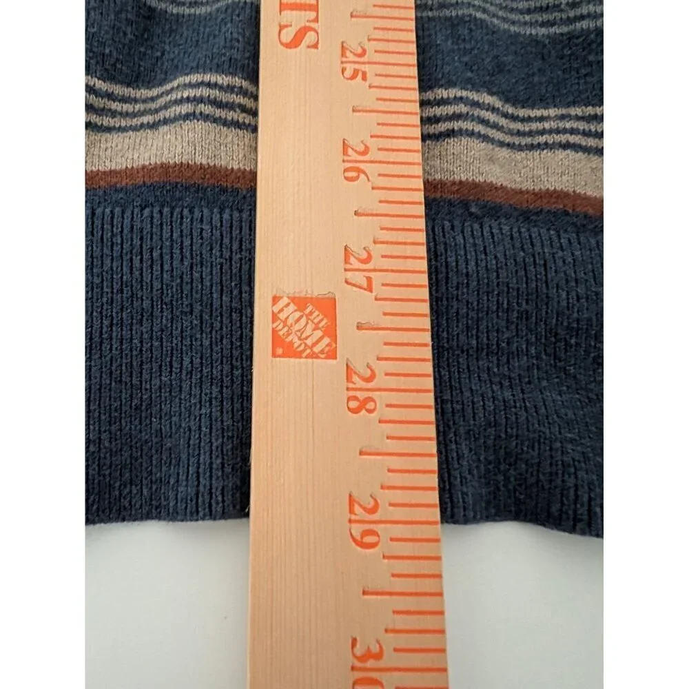 Eddie Bauer Stripe Sweater Mens Size XL Tall Blue Cotton Merino Wool Long Sleeve - Picture 10 of 10